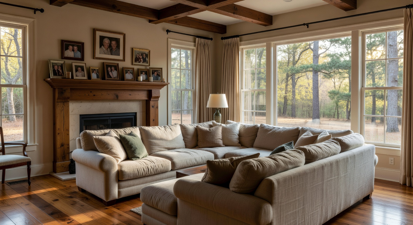 Cozy family living room in a South Carolina home